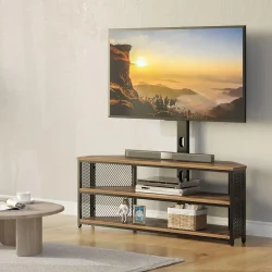 TV+Stand+With+Mount+And+Power+Outlet,Swivel+TV+Stand+Mount+With+LED+Lights+For+32_45_55_60_65_70+Inch+Tvs,Rustic+Brown+Entertainment+Center+Media+Console+With+Height+Adjustable+Mount
