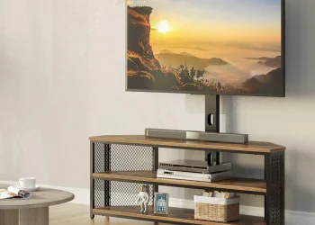 TV+Stand+With+Mount+And+Power+Outlet,Swivel+TV+Stand+Mount+With+LED+Lights+For+32_45_55_60_65_70+Inch+Tvs,Rustic+Brown+Entertainment+Center+Media+Console+With+Height+Adjustable+Mount